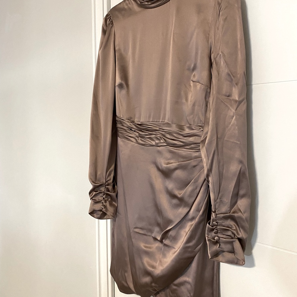 Long sleeve lavender silk dress